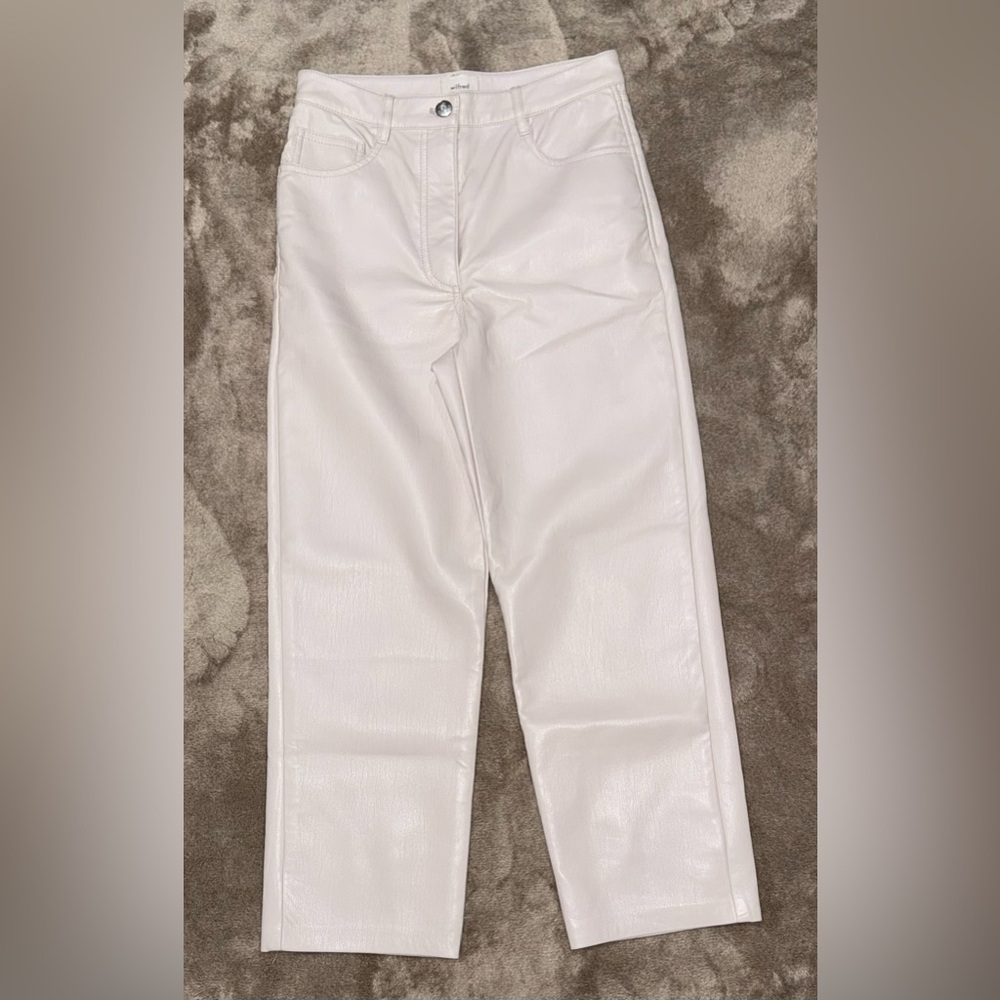 ARITZIA WILFRED Straight Leg Faux Leather Pant in Pink Grey size 4